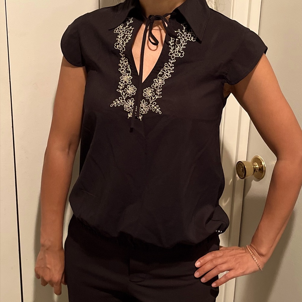 Embroidered Black Blouse